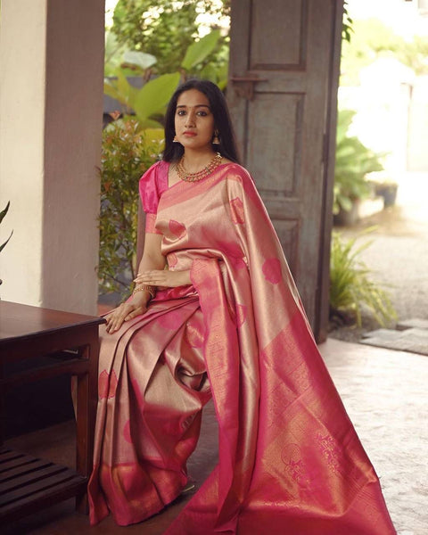 VastraLakshmi Elegant Peach Soft Silk Saree With Unique Blouse Piece