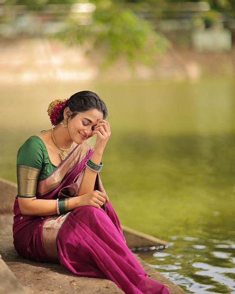 VastraLakshmi Desirable Dark Pink Soft Silk Saree With Effulgent Blouse Piece