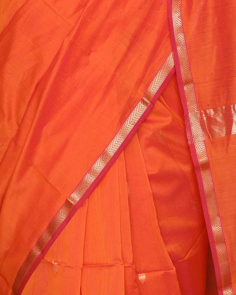 VastraLakshmi Susurrous Orange Cotton Silk Saree With Enthralling Blouse Piece