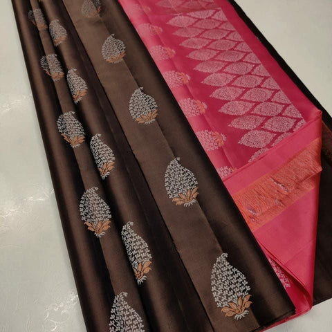 VastraLakshmi Inspiring Brown Soft Silk Saree With Lustrous Blouse Piece