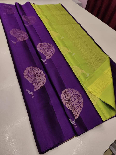 VastraLakshmi Ideal Purple Soft Silk Saree With Chatoyant Blouse Piece