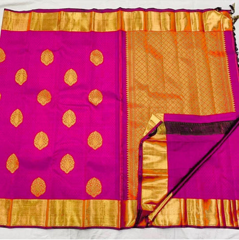 VastraLakshmi Enchanting Dark Pink Soft Banarasi Silk Saree With Lissome Blouse Piece