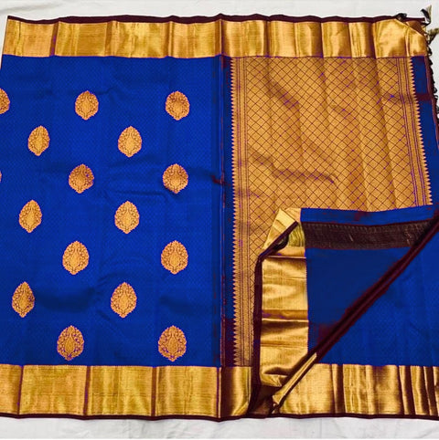 VastraLakshmi Fantabulous Royal Blue Soft Banarasi Silk Saree With Lissome Blouse Piece