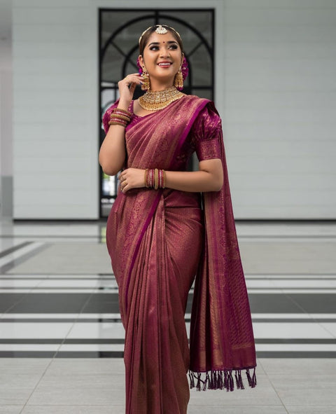 VastraLakshmi Deserving Purple Soft Silk Saree with Energetic Blouse Piece