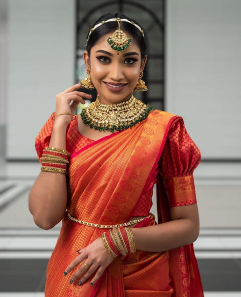 VastraLakshmi Deserving Red Soft Silk Saree with Energetic Blouse Piece