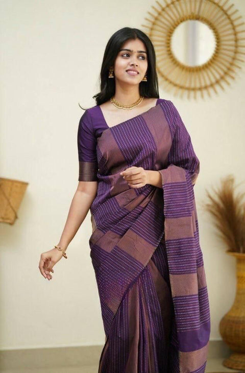 VastraLakshmi Surreptitious Purple Soft Silk Saree With Moiety Blouse Piece