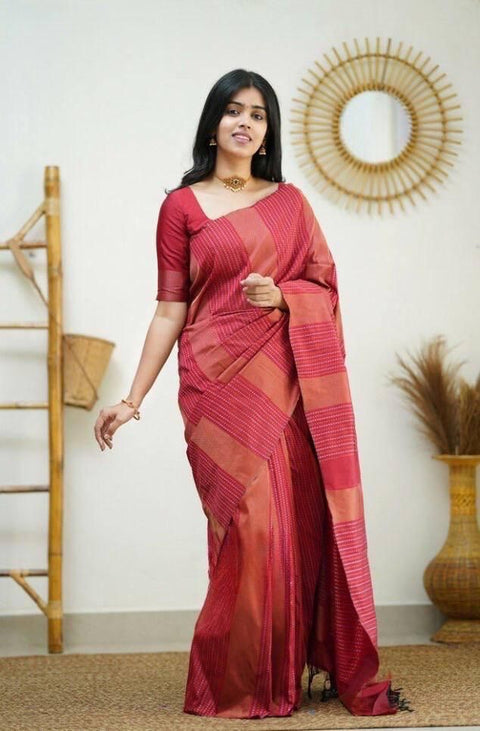 VastraLakshmi Traditional Red Soft Silk Saree With Twirling Blouse Piece