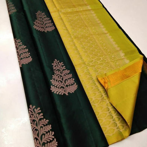 VastraLakshmi Deserving Dark Green Soft Silk Saree With Glowing Blouse Piece