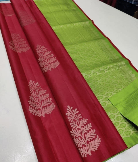 VastraLakshmi Surpassing Red Soft Silk Saree With Desiring Blouse Piece