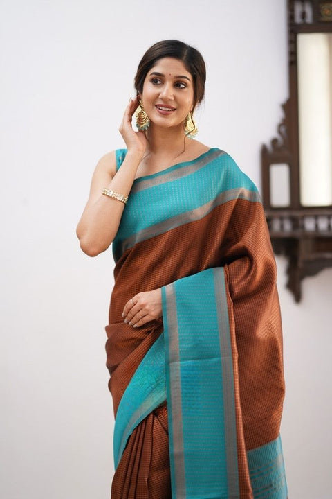 VastraLakshmi Ravishing Brown Soft Silk Saree With Opulent Blouse Piece