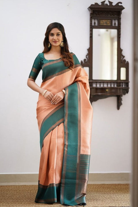 VastraLakshmi Prominent Peach Soft Silk Saree With Delightful Blouse Piece