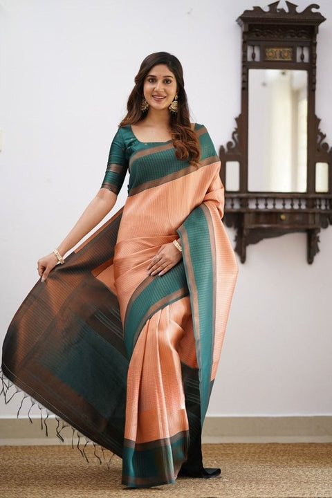 VastraLakshmi Prominent Peach Soft Silk Saree With Delightful Blouse Piece