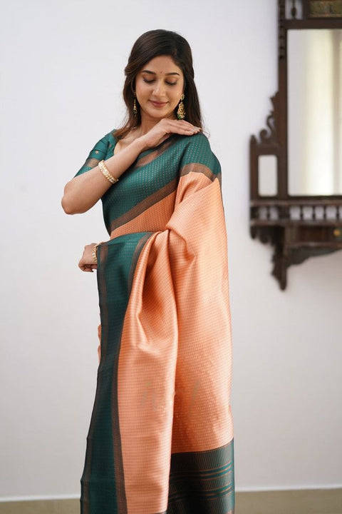 VastraLakshmi Prominent Peach Soft Silk Saree With Delightful Blouse Piece