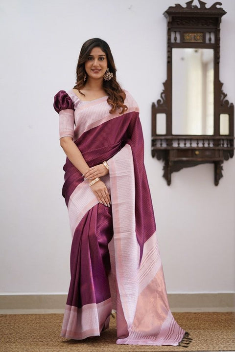 VastraLakshmi Entrancing Wine Soft Silk Saree With Stunner Blouse Piece