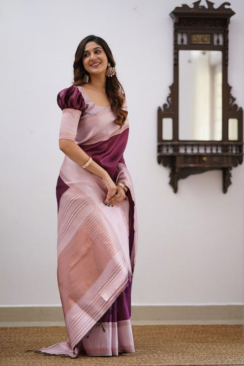 VastraLakshmi Entrancing Wine Soft Silk Saree With Stunner Blouse Piece