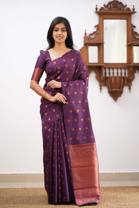 VastraLakshmi Charming Purple Soft Silk Saree With Stylish Blouse Piece