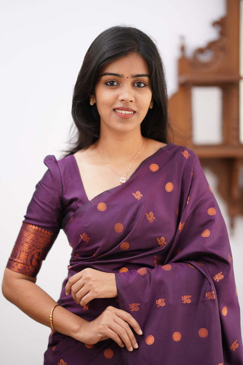 VastraLakshmi Charming Purple Soft Silk Saree With Stylish Blouse Piece