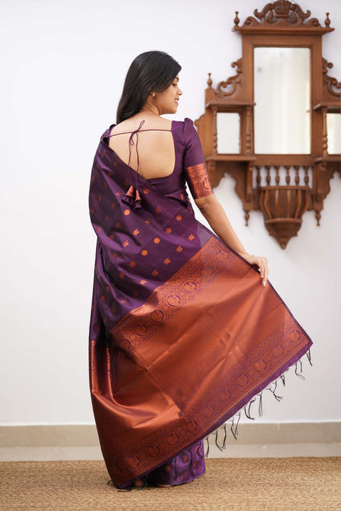 VastraLakshmi Charming Purple Soft Silk Saree With Stylish Blouse Piece