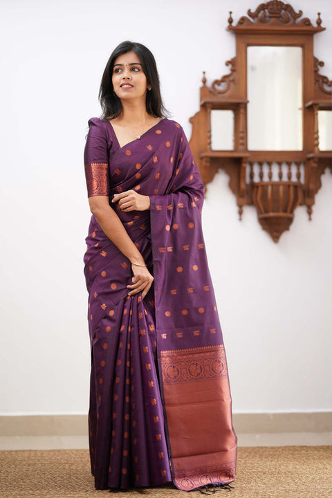 VastraLakshmi Charming Purple Soft Silk Saree With Stylish Blouse Piece