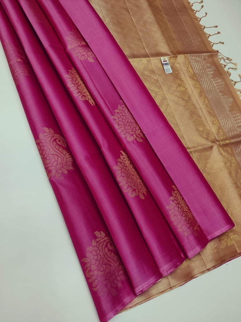 VastraLakshmi Breathtaking Dark Pink Soft Silk Saree With Intricate Blouse Piece