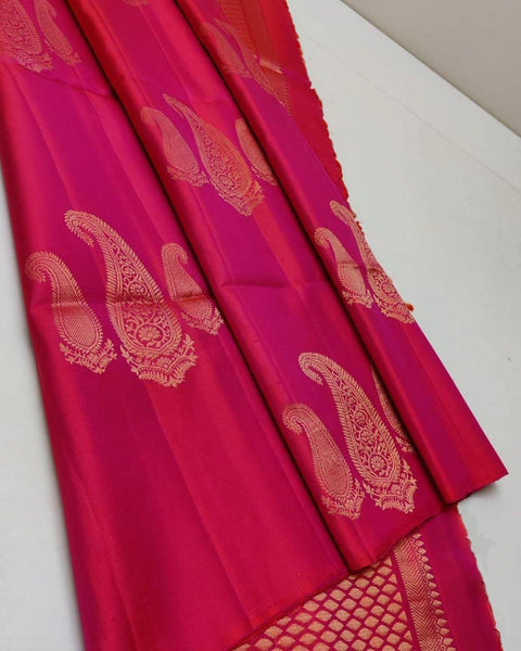 VastraLakshmi Bucolic Dark Pink Soft Silk Saree With Evanescent Blouse Piece