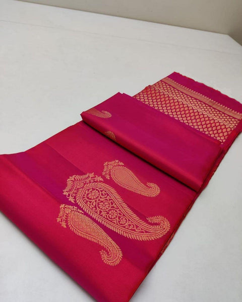 VastraLakshmi Bucolic Dark Pink Soft Silk Saree With Evanescent Blouse Piece