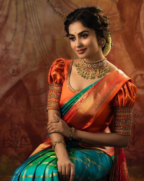 VastraLakshmi Staggering Rama Soft Silk Saree With Incomparable Blouse Piece