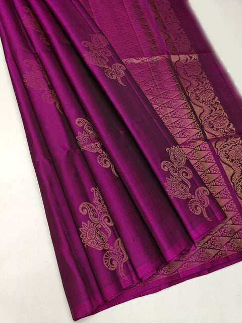 VastraLakshmi Desultory Dark Pink Soft Silk Saree With Nebula Blouse Piece