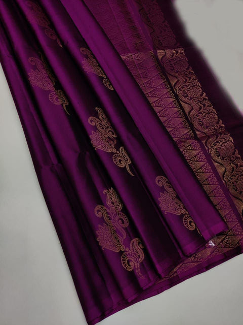 VastraLakshmi Groovy Purple Soft Silk Saree With Aplomb Blouse Piece