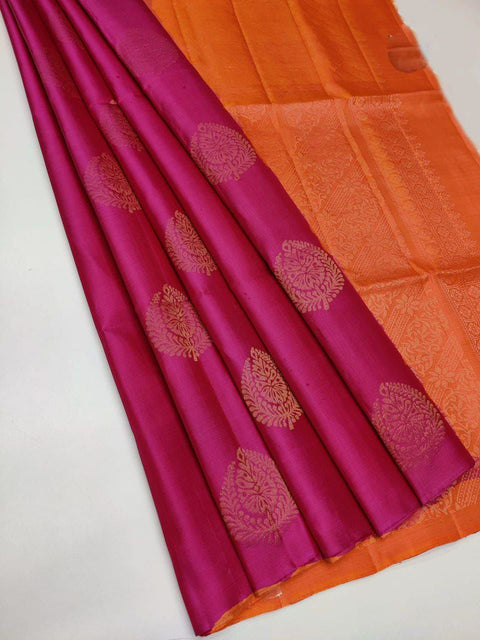 VastraLakshmi Pleasurable Dark Pink Soft Silk Saree With Posh Blouse Piece