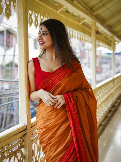 VastraLakshmi Stunning Yellow Cotton Silk Saree With Glowing Blouse Piece