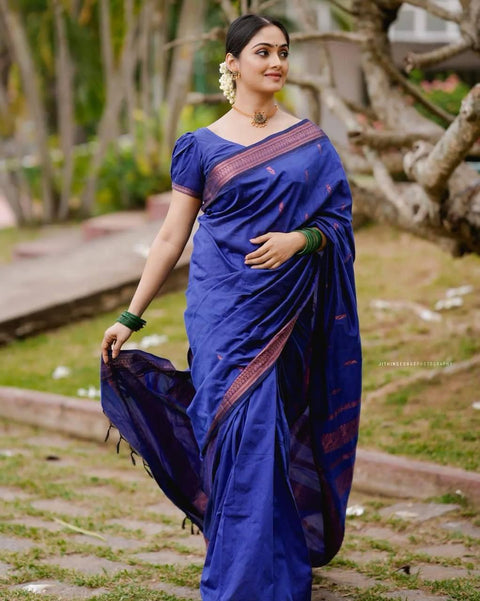 VastraLakshmi Adorable Royal Blue Soft Silk Saree With Charming Blouse Piece