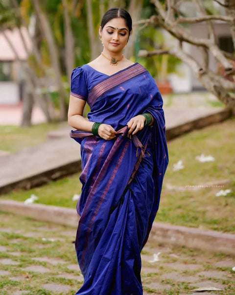 VastraLakshmi Adorable Royal Blue Soft Silk Saree With Charming Blouse Piece