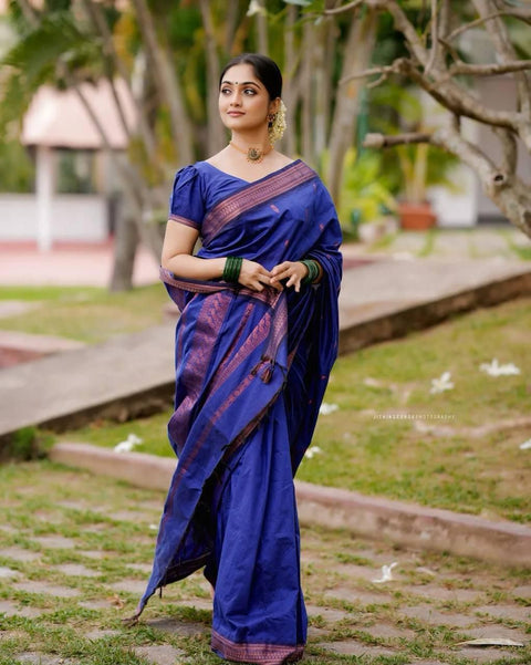 VastraLakshmi Adorable Royal Blue Soft Silk Saree With Charming Blouse Piece