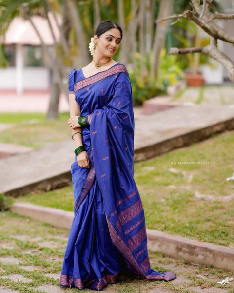 VastraLakshmi Adorable Royal Blue Soft Silk Saree With Charming Blouse Piece