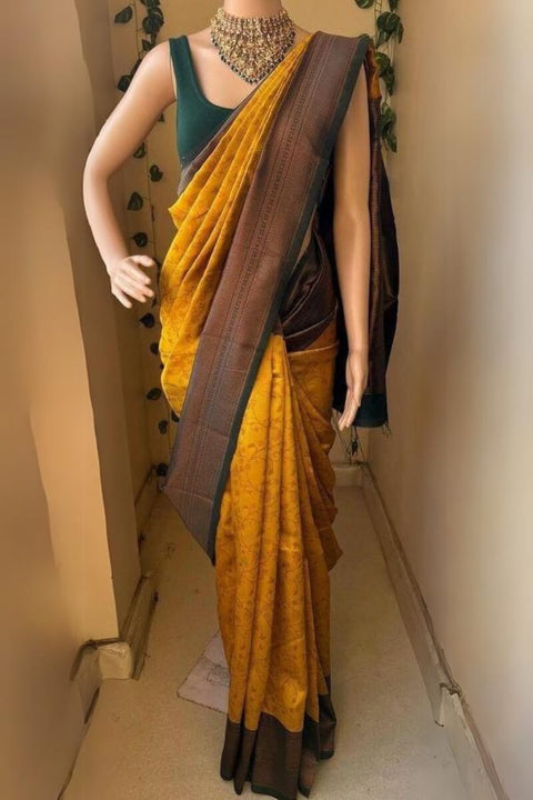 VastraLakshmi Dissemble Yellow Soft Silk Saree With Ratatouille Blouse Piece