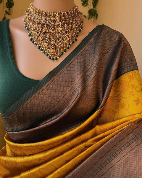 VastraLakshmi Dissemble Yellow Soft Silk Saree With Ratatouille Blouse Piece