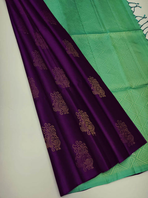 VastraLakshmi Effulgent Purple Soft Silk Saree With Exemplary Blouse Piece