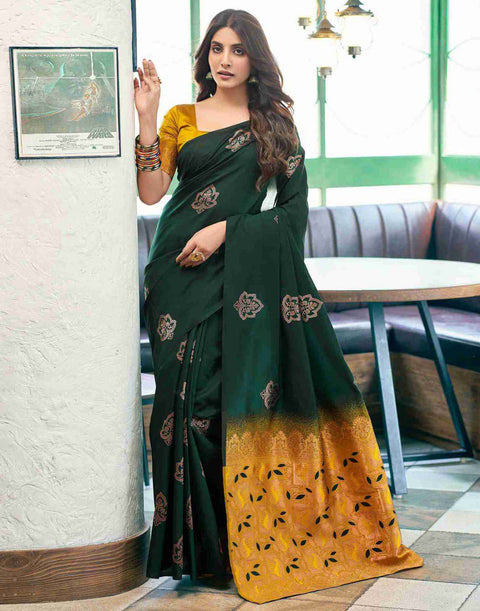 VastraLakshmi Deserving Dark Green Soft Silk Saree With Wonderful Blouse Piece