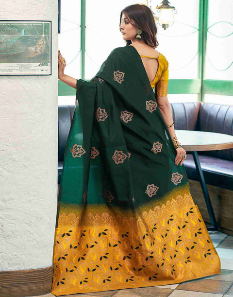 VastraLakshmi Deserving Dark Green Soft Silk Saree With Wonderful Blouse Piece