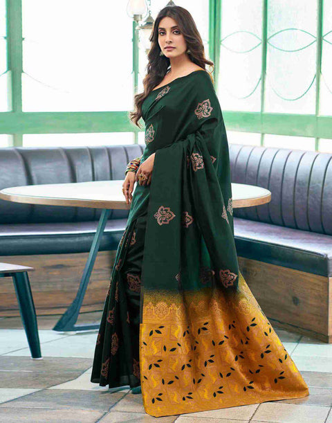 VastraLakshmi Deserving Dark Green Soft Silk Saree With Wonderful Blouse Piece