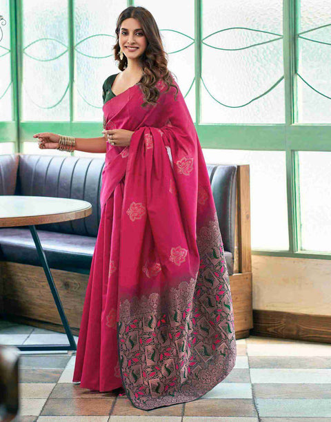 VastraLakshmi Attractive Dark Pink Soft Silk Saree With Wonderful Blouse Piece