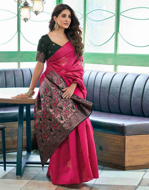 VastraLakshmi Attractive Dark Pink Soft Silk Saree With Wonderful Blouse Piece