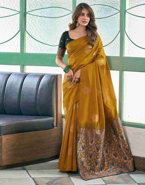 VastraLakshmi Deserving Mustard Soft Silk Saree With Designer Blouse Piece