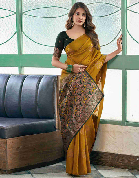 VastraLakshmi Deserving Mustard Soft Silk Saree With Designer Blouse Piece