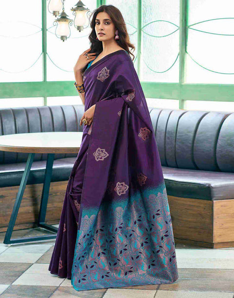 VastraLakshmi Opulent Purple Soft Silk Saree With Glorious Blouse Piece