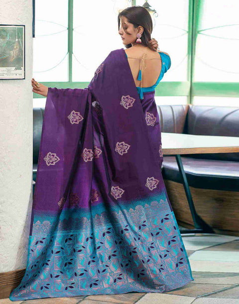 VastraLakshmi Opulent Purple Soft Silk Saree With Glorious Blouse Piece