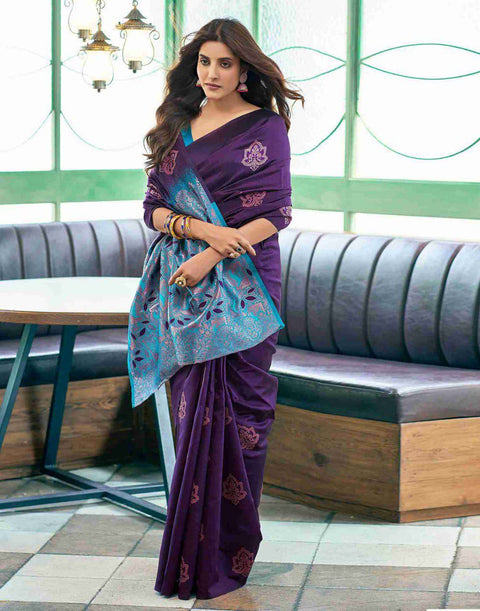 VastraLakshmi Opulent Purple Soft Silk Saree With Glorious Blouse Piece