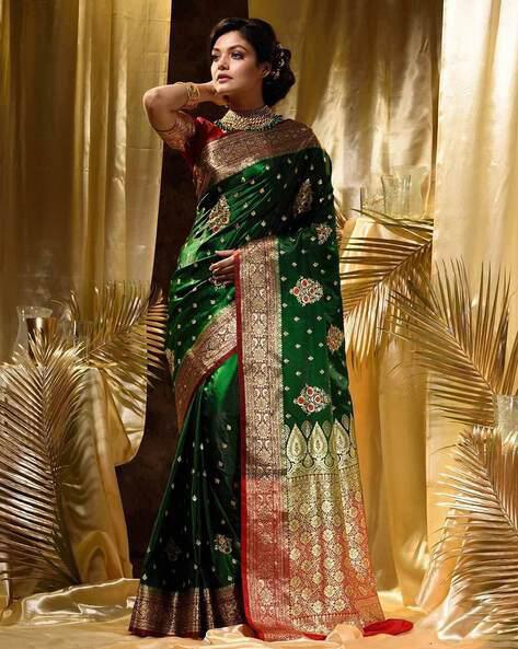 VastraLakshmi Skinny Dark Green Soft Silk Saree With Deserving Blouse Piece