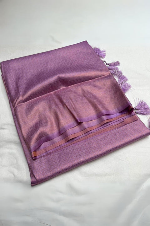 VastraLakshmi Desirable Lavender Kanjivaram Silk Saree With Stunner Blouse Piece